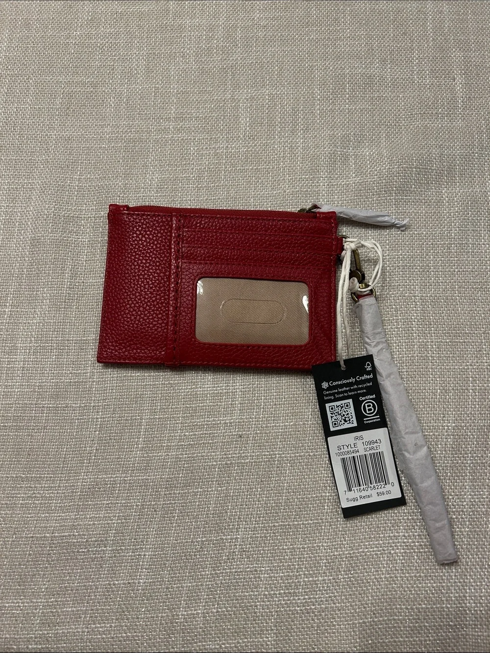 The Sak Red Leather Card Wallet with Wrist Strap